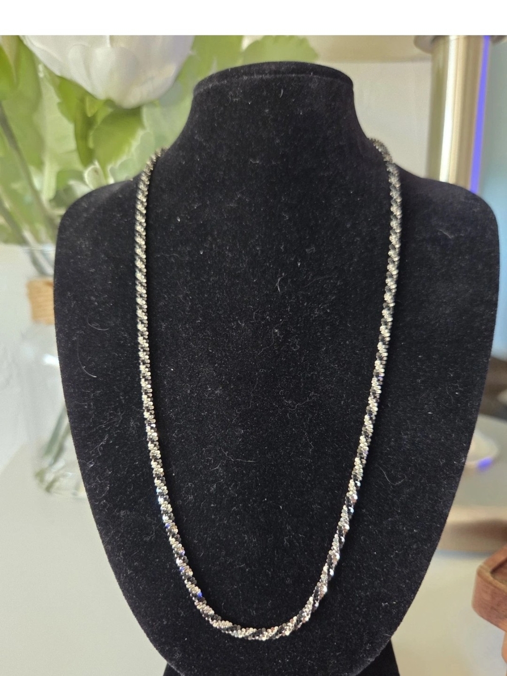 925 Sterling Silver Black & Silver Twisted Rock 18in Chain & 6 1/2in Bracelet